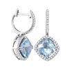 4.44 CTW Cushion Natural Aquamarine Diamond Dangle Earrings 14KT White Gold - REF-154H4M