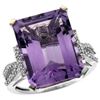 Natural 12.14 ctw amethyst & Diamond Engagement Ring 10K White Gold - REF-53A2V