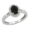 Natural 0.83 ctw Onyx & Diamond Engagement Ring 10K White Gold - REF-24F5N