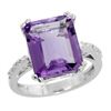 Image 1 : Natural 5.48 ctw amethyst & Diamond Engagement Ring 10K White Gold - REF-39Y6X