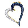 0.25 CTW Blue Color Diamond Heart Love Pendant 10KT Yellow Gold - REF-13K4W