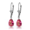 Genuine 2.85 ctw Pink Topaz Earrings Jewelry 14KT White Gold - REF-29M3T