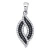 0.30 CTW Black Color Diamond Oval Pendant 10KT White Gold - REF-19X4Y