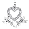 0.10 CTW Diamond Heart Angel Cherub Pendant 10KT White Gold - REF-10N5F