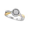 0.20 CTW Diamond Circle Cluster Bridal Wedding Engagement Ring 10KT Two-tone Gold - REF-22F4N