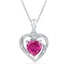 1.12 CTW Created Ruby Heart Love Pendant 10KT White Gold - REF-7N4F