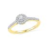0.25 CTW Diamond Solitaire Halo Promise Bridal Ring 10KT Yellow Gold - REF-22N4F