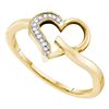 0.04 CTW Diamond Heart Love Ring 10KT Yellow Gold - REF-8Y9X