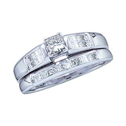 0.46 CTW Princess Diamond Bridal Engagement Ring 14KT White Gold - REF-75F2N