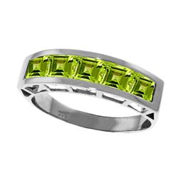 Genuine 2.25 ctw Peridot Ring Jewelry 14KT White Gold - REF-54T2A