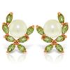 Image 1 : Genuine 3.25 ctw Pearl & Peridot Earrings Jewelry 14KT Rose Gold - REF-30N2R