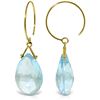 Genuine 10.20 ctw Blue Topaz Earrings Jewelry 14KT Yellow Gold - REF-23K5V