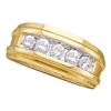 0.50 CTW Mens Diamond Ridged Wedding Ring 14KT Yellow Gold - REF-82W4K