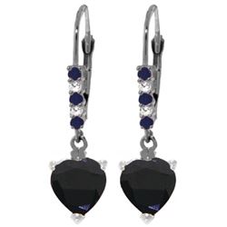 Genuine 3.28 ctw Sapphire & Diamond Earrings Jewelry 14KT White Gold - REF-50P7H