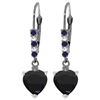 Genuine 3.28 ctw Sapphire & Diamond Earrings Jewelry 14KT White Gold - REF-50P7H