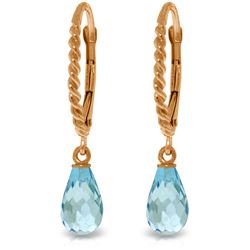 Genuine 3 ctw Blue Topaz Earrings Jewelry 14KT Rose Gold - REF-24F3Z