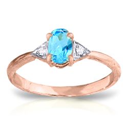 Genuine 0.46 ctw Blue Topaz & Diamond Ring Jewelry 14KT Rose Gold - REF-22X5M