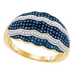 0.41 CTW Blue Color Diamond Fashion Ring 10KT Yellow Gold - REF-44H9M
