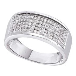 0.30 CTW Mens Diamond Micropave Wedding Anniversary Ring 10KT White Gold - REF-33M7H