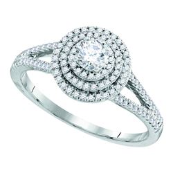 0.50 CTW Diamond Solitaire Triple Halo Bridal Engagement Ring 10KT White Gold - REF-64F4N