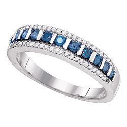 0.35 CTW Blue Color Diamond Unique Ring 10KT White Gold - REF-25H4M