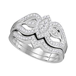 0.33 CTW Diamond Oval Cluster Bridal Engagement Ring 10KT White Gold - REF-41H9M