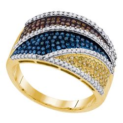 0.75 CTW Multicolor Diamond Fashion Ring 10KT Yellow Gold - REF-75M2H