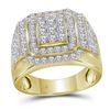 Image 1 : 2.5 CTW Mens Diamond Square Cluster Ring 10KT Yellow Gold - REF-176H2M