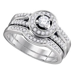 0.50 CTW Diamond Bridal Wedding Engagement Ring 14KT White Gold - REF-89Y9X
