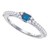 Image 1 : 0.50 CTW Princess Blue Color Diamond Bridal Ring 10KT White Gold - REF-30M2H