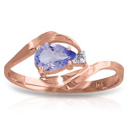 Genuine 0.51 ctw Tanzanite & Diamond Ring Jewelry 14KT Rose Gold - REF-29R3P