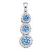 Image 1 : 0.94 CTW Blue Color Diamond Triple Cluster Trinity Pendant 14KT White Gold - REF-65H9M