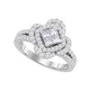 Image 1 : 0.87 CTW Princess Diamond Cluster Ring 14KT White Gold - REF-112N5F