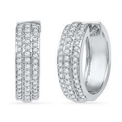 0.50 CTW Diamond Hoop Earrings 10KT White Gold - REF-48W7K