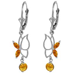 Genuine 0.80 ctw Citrine Earrings Jewelry 14KT White Gold - REF-38Y2F