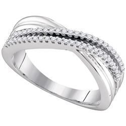 0.19 CTW Diamond Crossover Ring 10KT White Gold - REF-26F9N