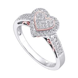 0.30 CTW Diamond Heart Ring 10KT Two-tone Gold - REF-30K2W