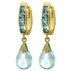 Genuine 6.85 ctw Blue Topaz Earrings Jewelry 14KT Yellow Gold - REF-49M6T