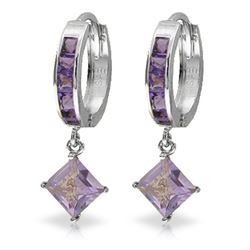 Genuine 3.8 ctw Amethyst Earrings Jewelry 14KT White Gold - REF-52P9H