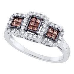 0.41 CTW Princess Cognac-brown Color Diamond Ring 14KT White Gold - REF-49W5K