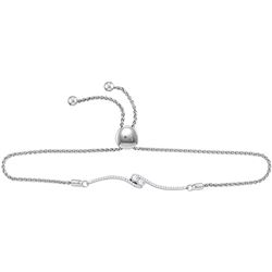 0.32 CTW Diamond 2-stone Hearts Together Bolo Bracelet 10KT White Gold - REF-59F9N