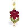 Image 1 : Genuine 1.06 ctw Peridot & Ruby Necklace Jewelry 14KT Yellow Gold - REF-28W2Y