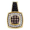 Image 1 : 0.50 CTW Black Color Diamond Square Cluster Pendant 14KT Yellow Gold - REF-49W5K