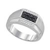 Image 1 : 0.42 CTW Mens Black Color Diamond Rectangle Cluster Ring 10KT White Gold - REF-37F5N