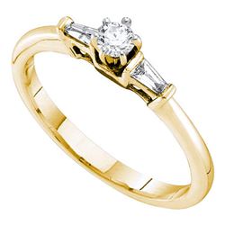 0.19 CTW Diamond Solitaire Bridal Engagement Ring 14KT Yellow Gold - REF-38F9N