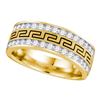 Image 1 : 1 CTW Mens Diamond Double Row Grecco Greek Key Wedding Ring 14KT Yellow Gold - REF-112Y5X