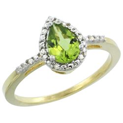 Natural 1.53 ctw peridot & Diamond Engagement Ring 10K Yellow Gold - REF-18A9V