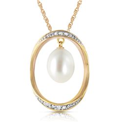 Genuine 4.1 ctw Pearl & Diamond Necklace Jewelry 14KT Yellow Gold - REF-99Z3N