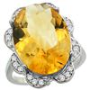 Image 1 : Natural 13.83 ctw citrine & Diamond Engagement Ring 14K White Gold - REF-124W4K