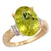 Image 1 : Natural 5.53 ctw Lemon-quartz & Diamond Engagement Ring 14K Yellow Gold - REF-57F8N